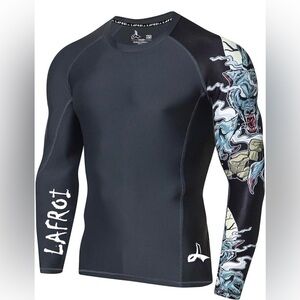LAFROI Men's Asymmetrical Werwolf Long Sleeve UPF 50+ Baselayer Rash Guard Large